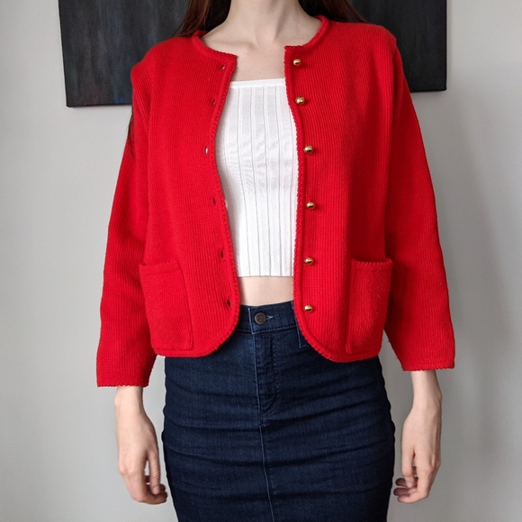 Vintage Red Cardigan - Picture 3 of 5